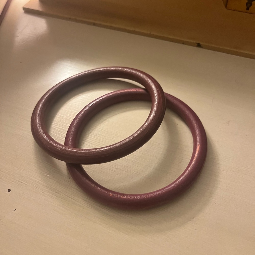 Eloquii Maroon Wooden Bangle Set